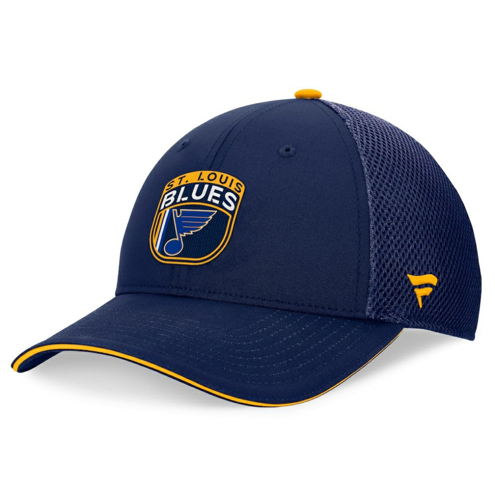 St. Louis Blues Fanatics 2024 NHL Draft On Stage Trucker Adjustable Hat - Navy | Fanatics Lifestyle