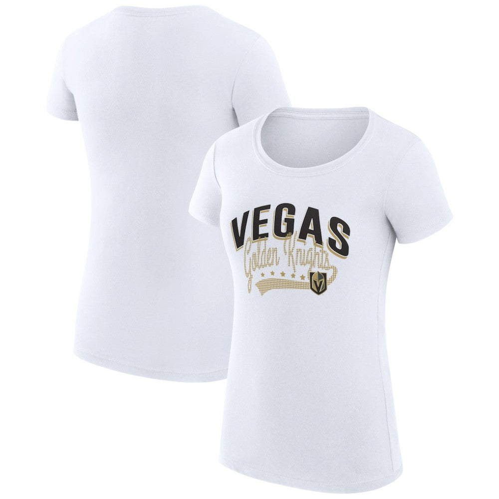 Vegas Golden Knights G-III 4Her by Carl Banks Women's Super-Slim Fit Lightweight Filigree Logo T-Shirt - White | NHL Clearance