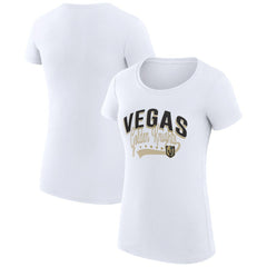 Vegas Golden Knights G-III 4Her by Carl Banks Women's Super-Slim Fit Lightweight Filigree Logo T-Shirt - White | NHL Clearance
