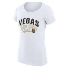 Vegas Golden Knights G-III 4Her by Carl Banks Women's Super-Slim Fit Lightweight Filigree Logo T-Shirt - White | NHL Clearance