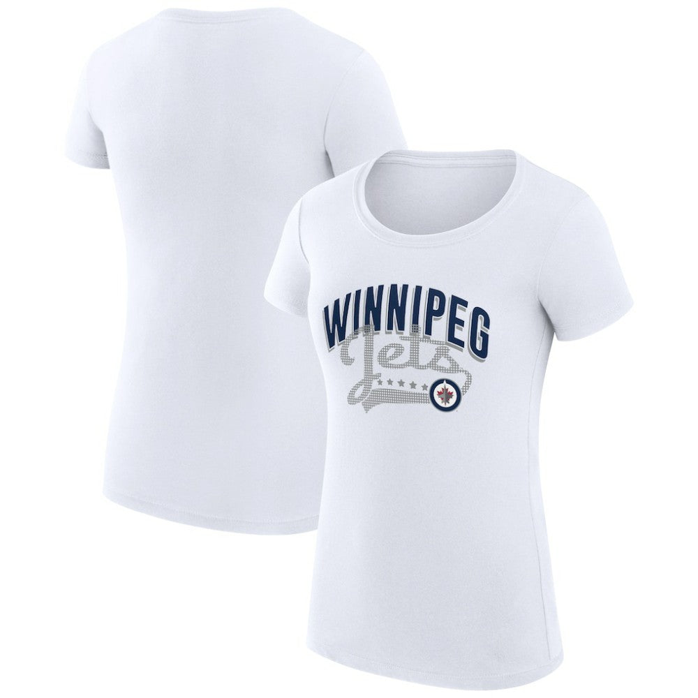 Winnipeg Jets G-III 4Her by Carl Banks Women's Super-Slim Fit Lightweight Filigree Logo T-Shirt – White | NHL Lifestyle