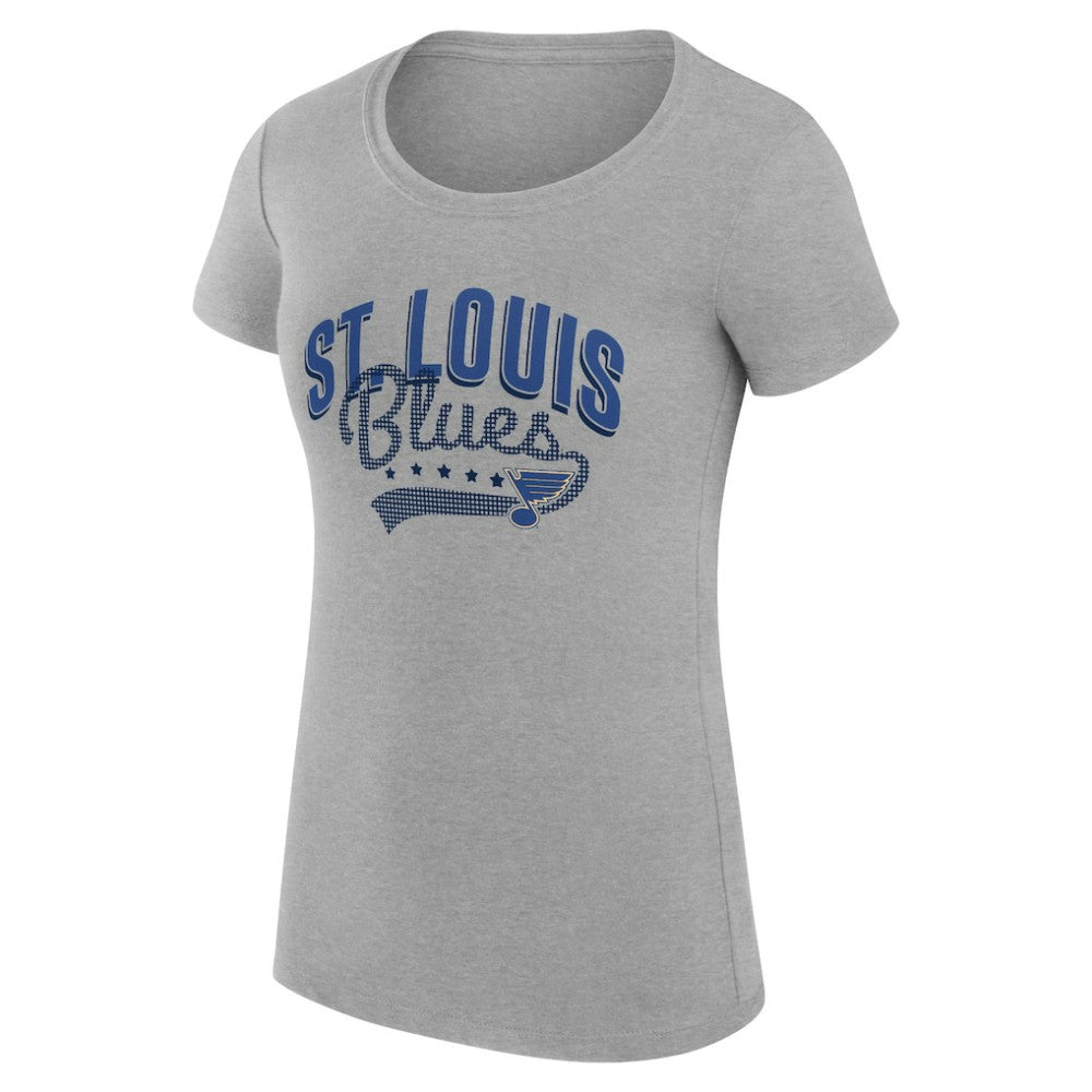 St. Louis Blues G-III 4Her by Carl Banks Women's Super-Slim Fit Lightweight Filigree Logo T-Shirt – Gray | NHL near me