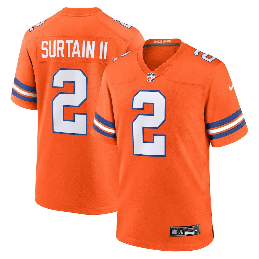 Patrick Surtain II Denver Broncos Mile High Collection 1977 Throwback Player Game Jersey - Orange - Nike