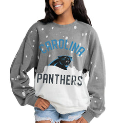 Carolina Panthers Gameday Couture Women's Oversized Coin Toss Faded French Terry Tri-Blend Pullover Sweatshirt - Gray - NFL