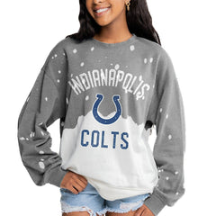 Indianapolis Colts Gameday Couture Women's Oversized Coin Toss Faded French Terry Tri-Blend Pullover Sweatshirt - Gray - NFL