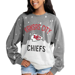 Kansas City Chiefs Gameday Couture Women's Oversized Coin Toss Faded French Terry Tri-Blend Pullover Sweatshirt - Gray - NFL