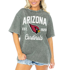 Arizona Cardinals Gameday Couture Women's Tackle Titan Boyfriend Washed T-Shirt - Gray - NFL