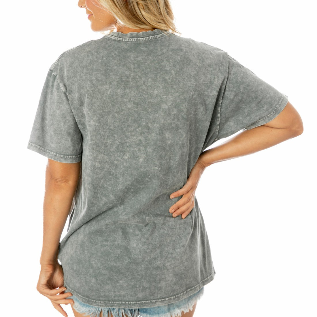 Denver Broncos Gameday Couture Women's Tackle Titan Boyfriend Washed T-Shirt - Gray - NFL