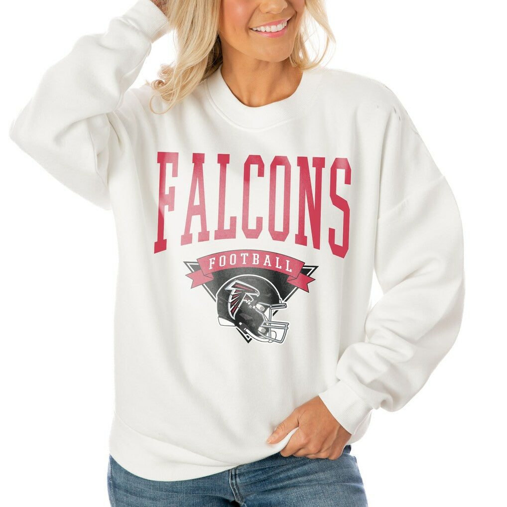 Atlanta Falcons Gameday Couture Women's Oversized Yard Line Tri-Blend Pullover Sweatshirt - White - NFL