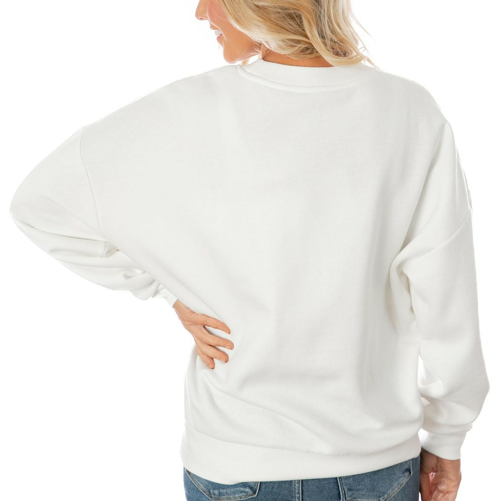 Carolina Panthers Gameday Couture Women's Oversized Yard Line Tri-Blend Pullover Sweatshirt - White - NFL