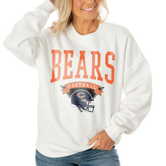 Chicago Bears Gameday Couture Women's Oversized Yard Line Tri-Blend Pullover Sweatshirt - White - NFL