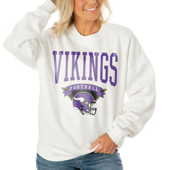 Minnesota Vikings Gameday Couture Women's Oversized Yard Line Tri-Blend Pullover Sweatshirt - White - NFL