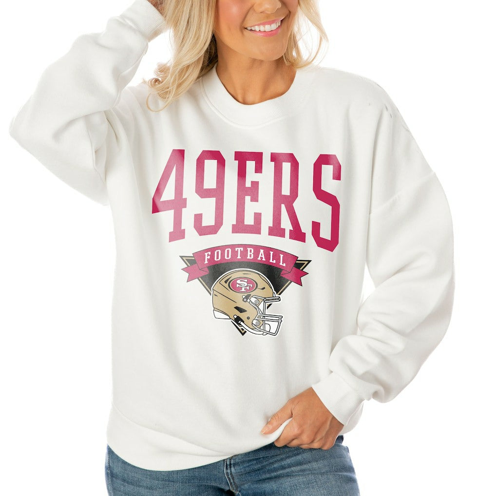 San Francisco 49ers Gameday Couture Women's Oversized Yard Line Tri-Blend Pullover Sweatshirt - White - NFL