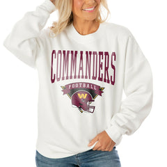 Washington Commanders Gameday Couture Women's Oversized Yard Line Tri-Blend Pullover Sweatshirt - White - NFL