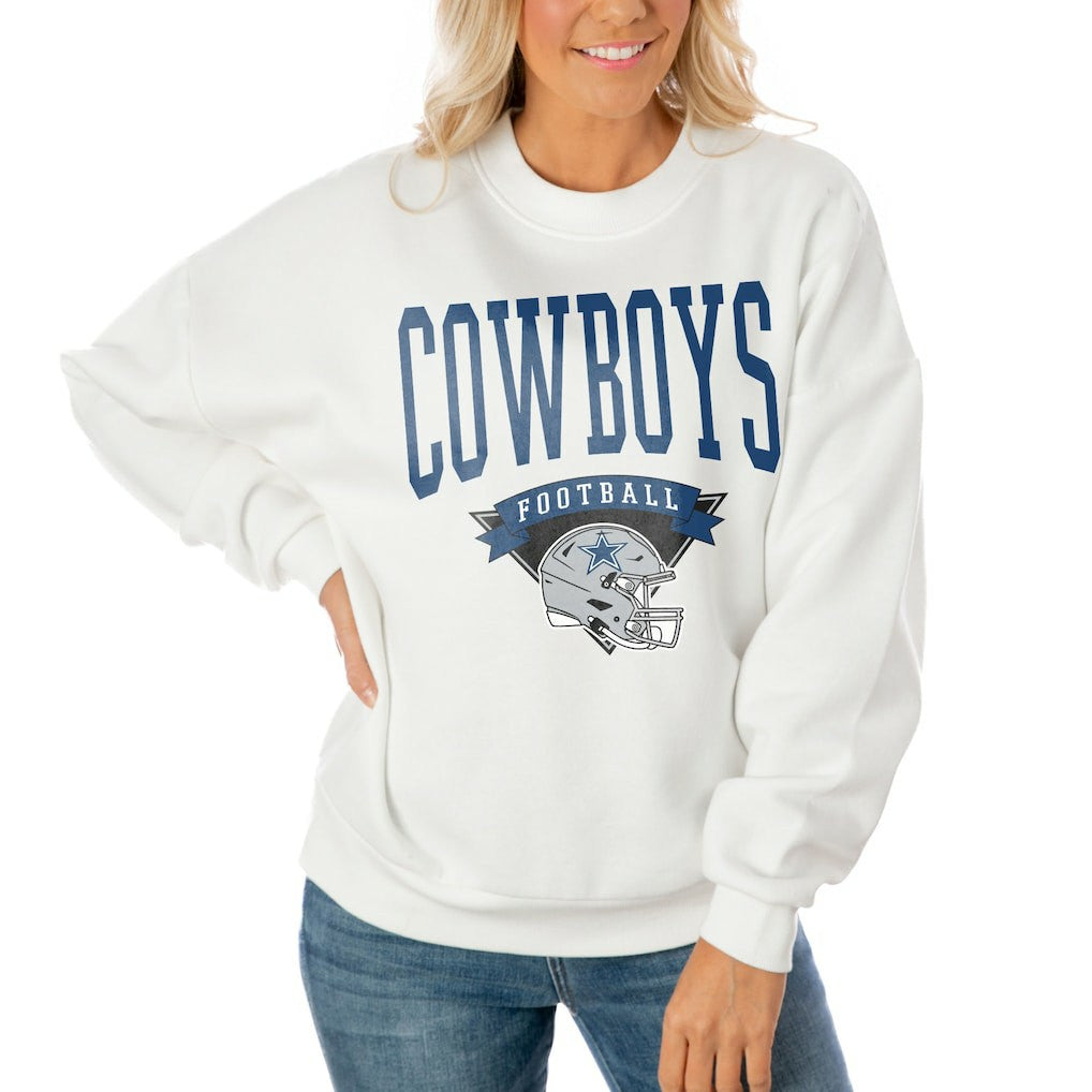 Dallas Cowboys Gameday Couture Women's Oversized Yard Line Tri-Blend Pullover Sweatshirt - White - NFL