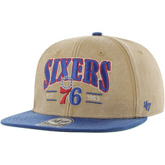 47 brand Philadelphia 76ers '47 Chilmark Captain Snapback Khaki/Royal