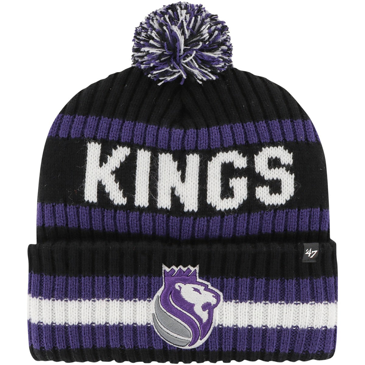 47 brand Sacramento Kings '47 Bering Cuffed Knit Hat with Pom Black