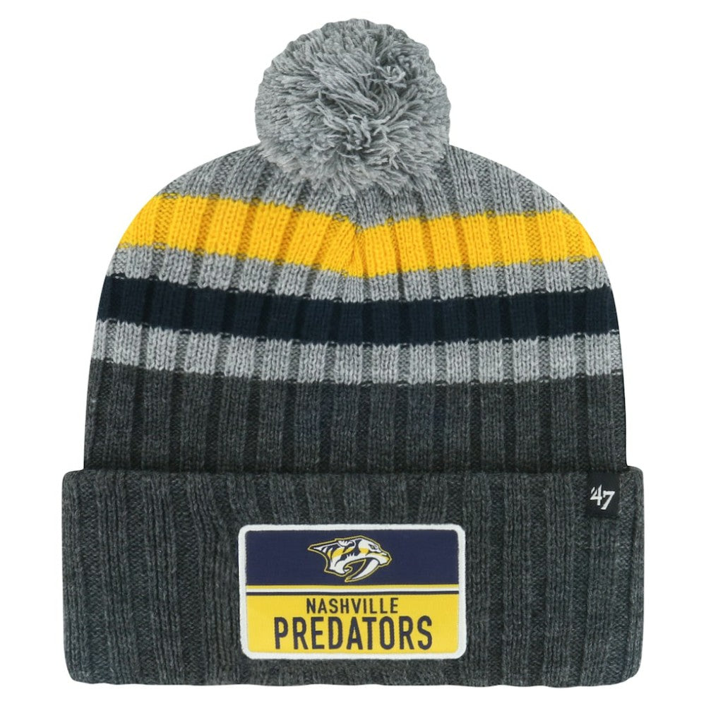 Nashville Predators '47 Stack Patch Cuffed Knit Hat with Pom - Gray | 47 brand on sale