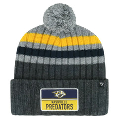 Nashville Predators '47 Stack Patch Cuffed Knit Hat with Pom - Gray | 47 brand on sale