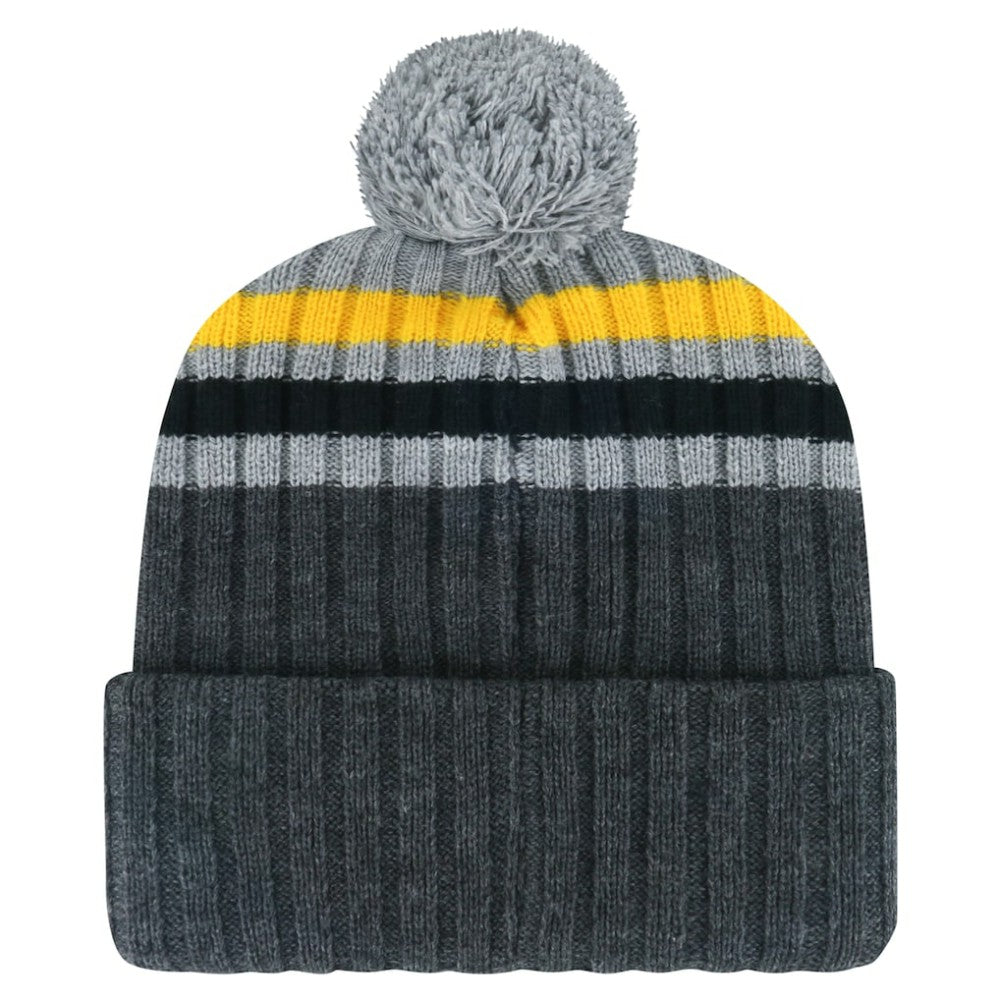 Pittsburgh Penguins '47 Stack Patch Cuffed Knit Hat with Pom - Gray | 47 brand Lifestyle