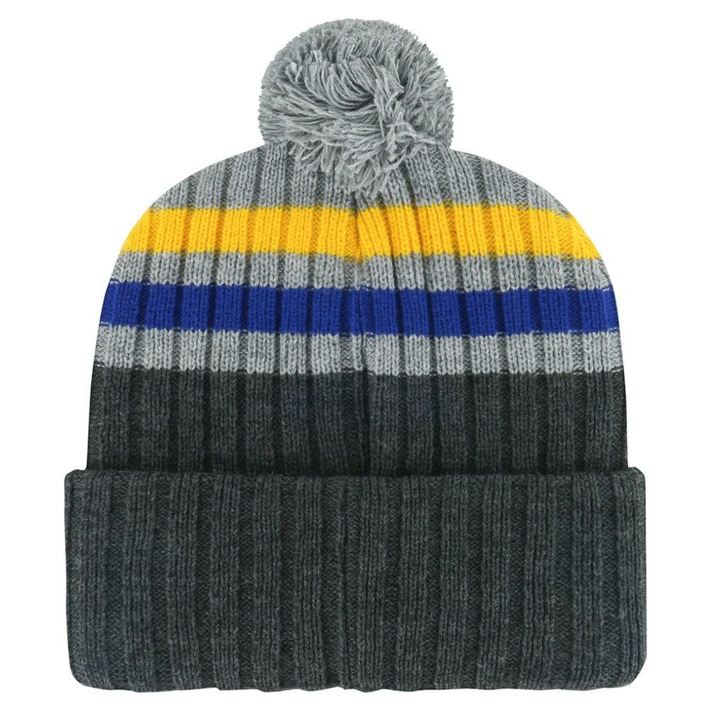 St. Louis Blues '47 Stack Patch Cuffed Knit Hat with Pom - Gray | 47 brand Lifestyle