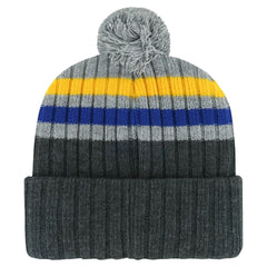St. Louis Blues '47 Stack Patch Cuffed Knit Hat with Pom - Gray | 47 brand Lifestyle