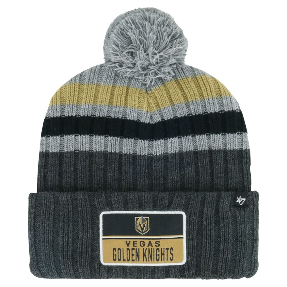 Vegas Golden Knights '47 Stack Patch Cuffed Knit Hat with Pom - Gray | 47 brand Clearance
