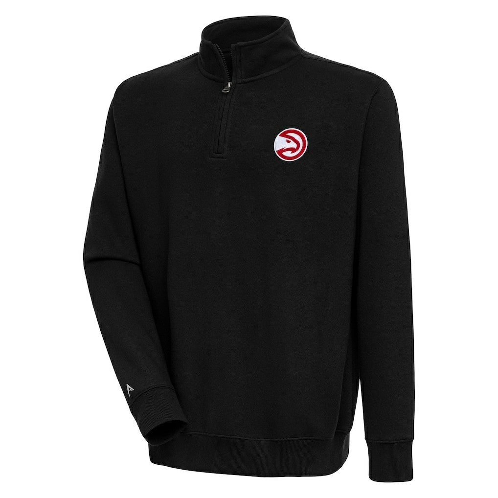 Atlanta Hawks Antigua Victory Quarter-Zip Pullover Top Black