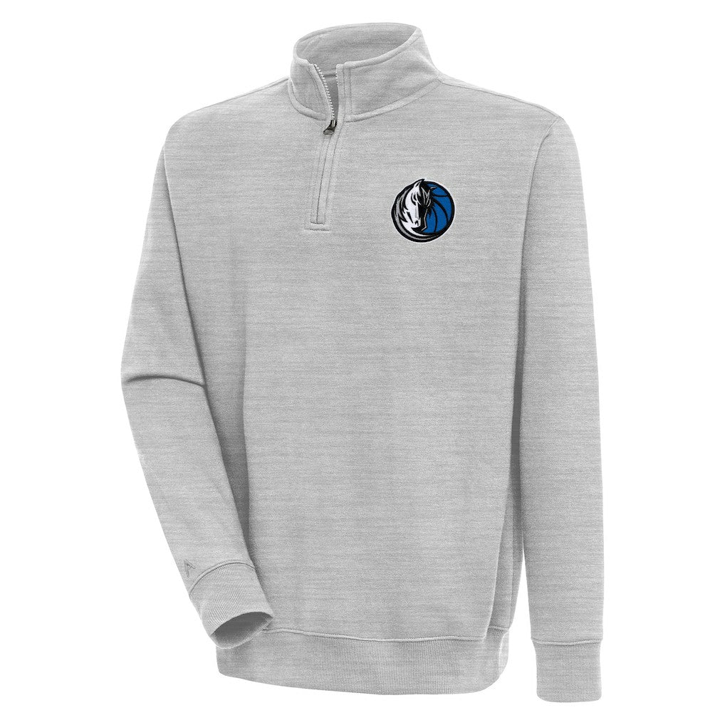 Dallas Mavericks Antigua Victory Quarter-Zip Pullover Top Heather Gray