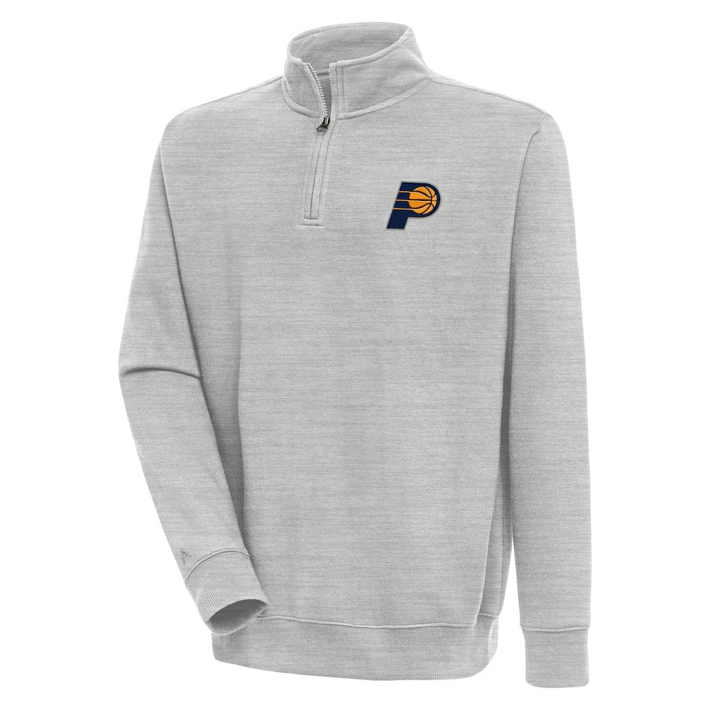 Indiana Pacers Antigua Victory Quarter-Zip Pullover Top Heather Gray