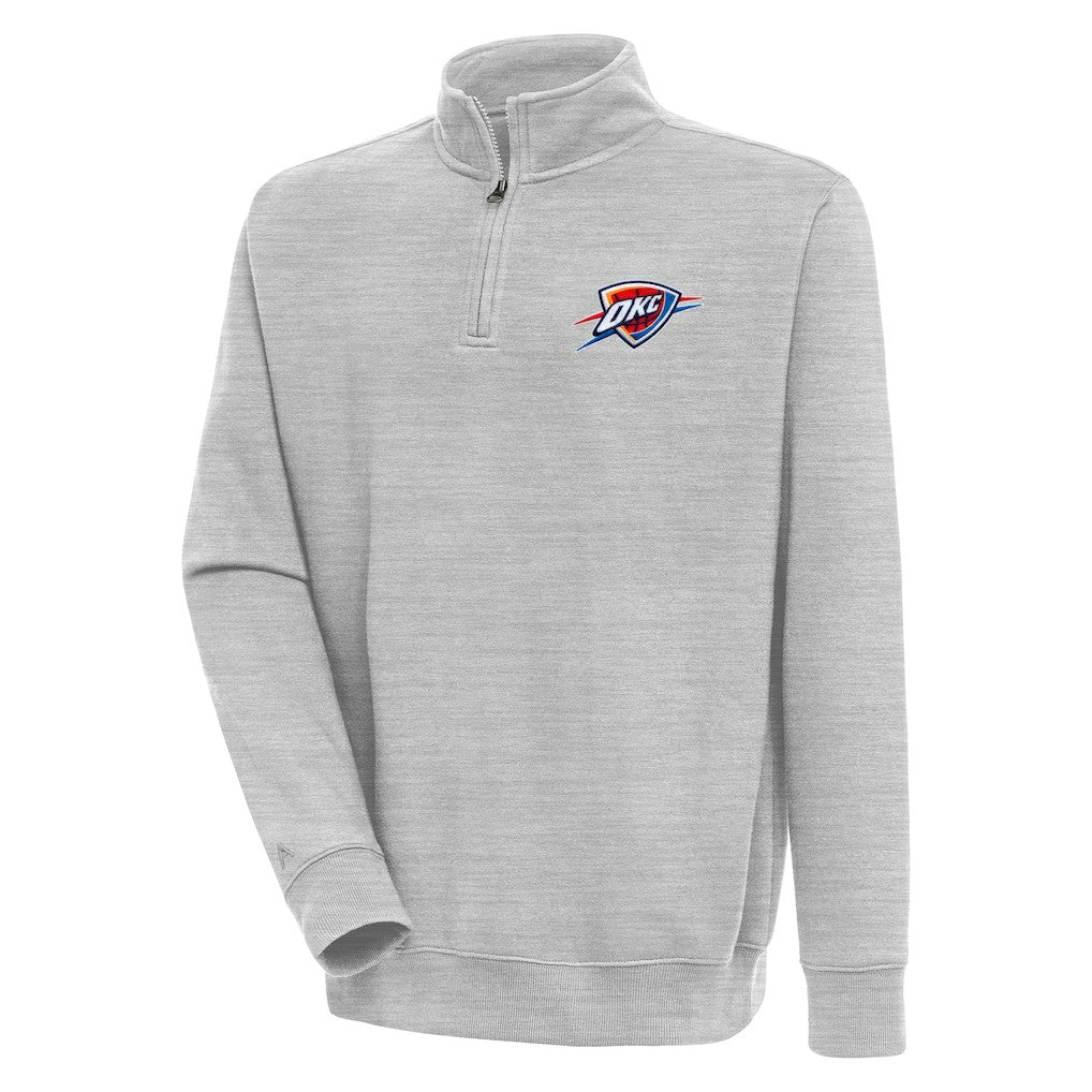 Oklahoma City Thunder Antigua Victory Quarter-Zip Pullover Top Heather Gray