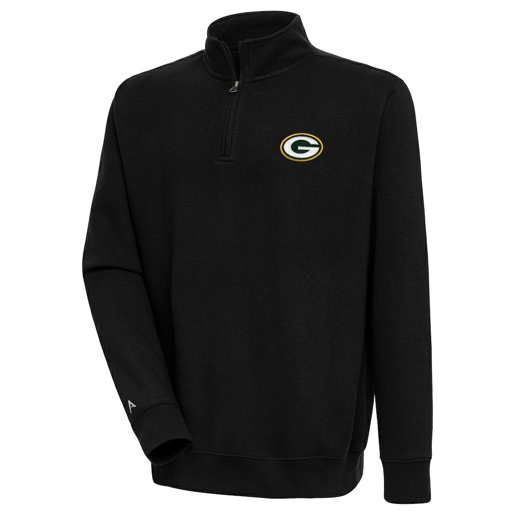 Green Bay Packers Antigua Victory Quarter-Zip Pullover Top - Black - NFL