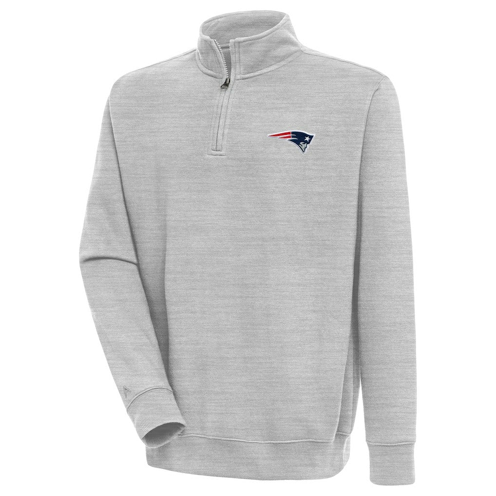 New England Patriots Antigua Victory Quarter-Zip Pullover Top - Heather Gray - NFL