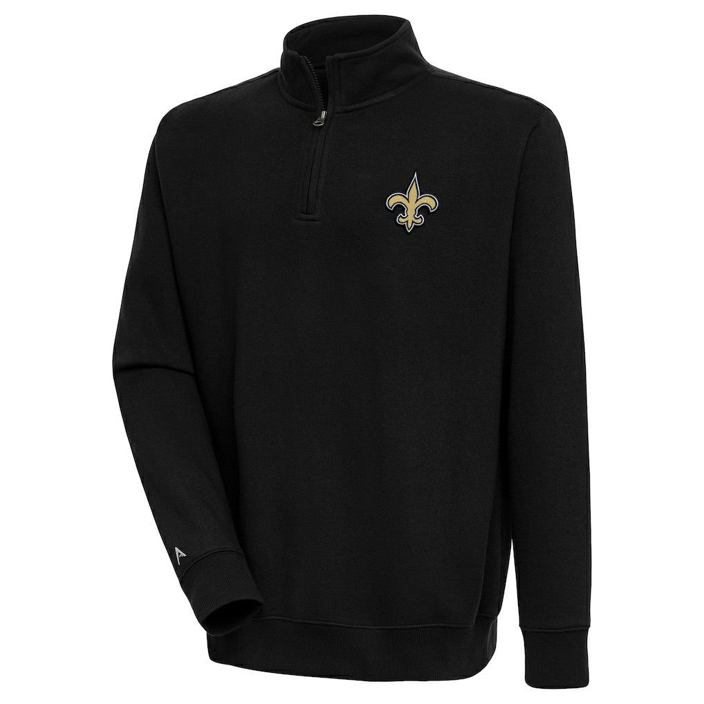 New Orleans Saints Antigua Victory Quarter-Zip Pullover Top - Black - NFL