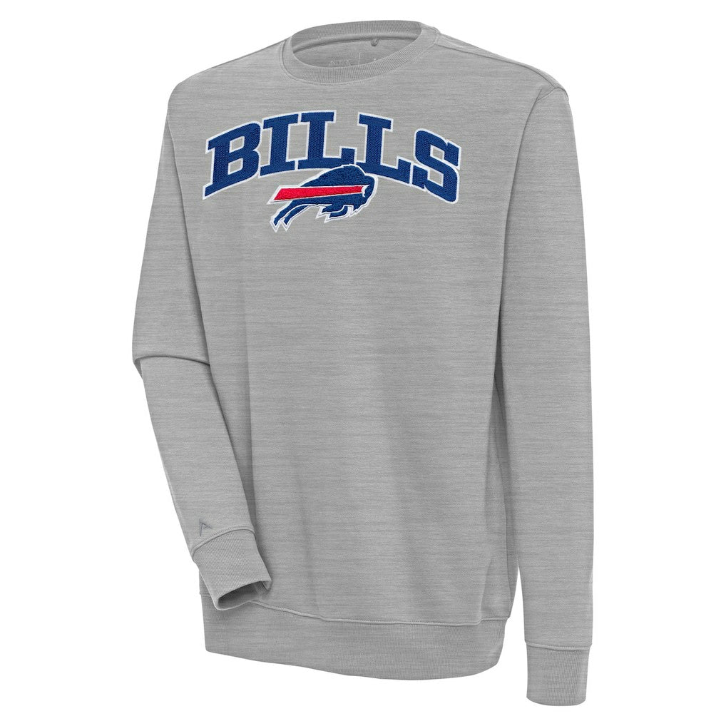 Buffalo Bills Antigua Victory Chenille Pullover Sweatshirt - Heather Gray - NFL