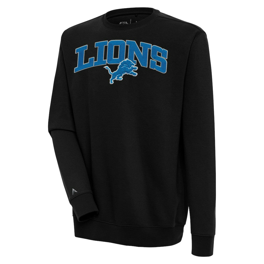 Detroit Lions Antigua Victory Chenille Pullover Sweatshirt - Black - NFL