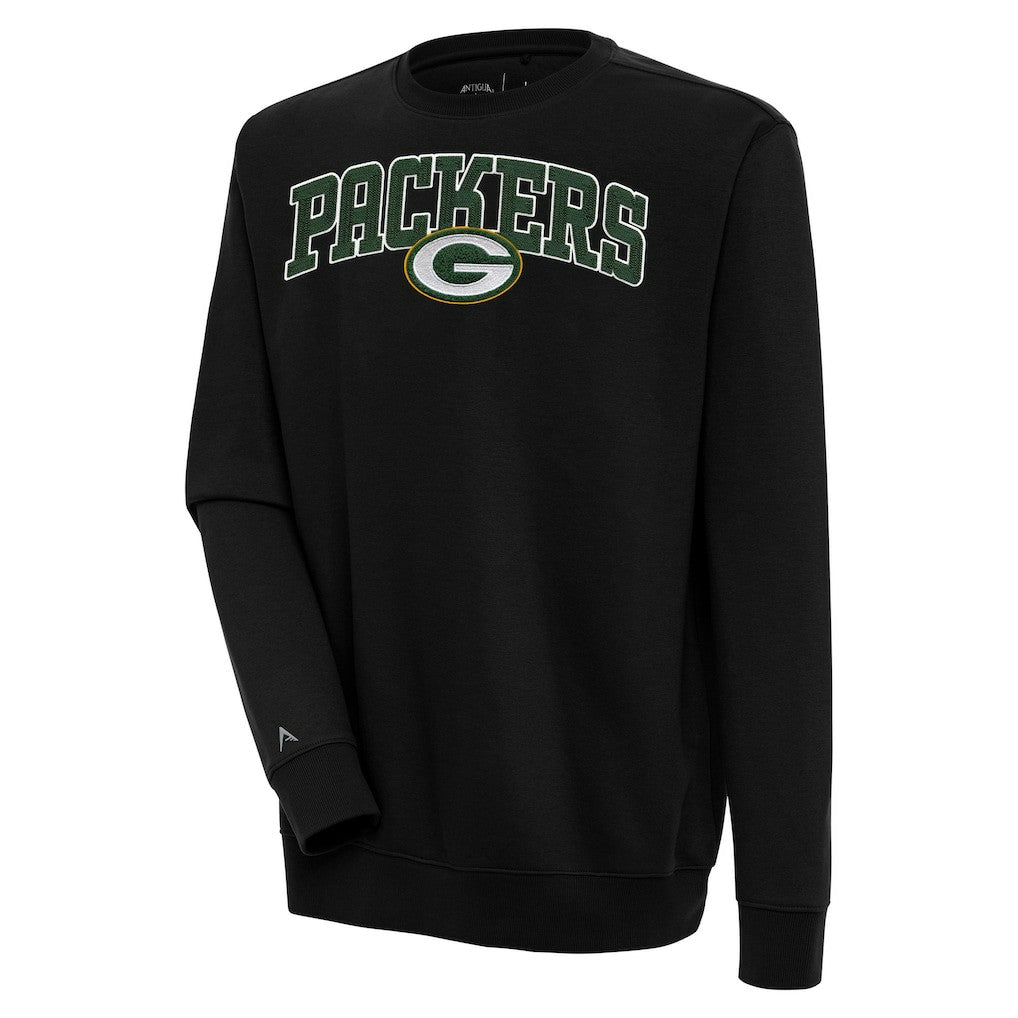 Green Bay Packers Antigua Victory Chenille Pullover Sweatshirt - Black - NFL