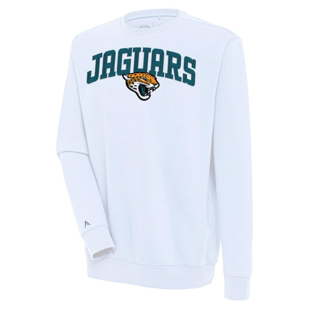 Jacksonville Jaguars Antigua Victory Chenille Pullover Sweatshirt - White - NFL