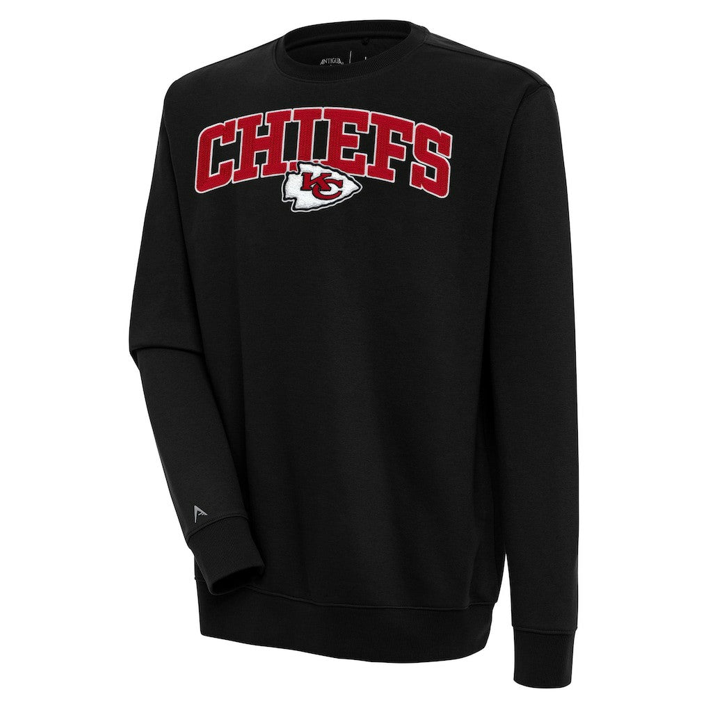 Kansas City Chiefs Antigua Victory Chenille Pullover Sweatshirt - Black - NFL