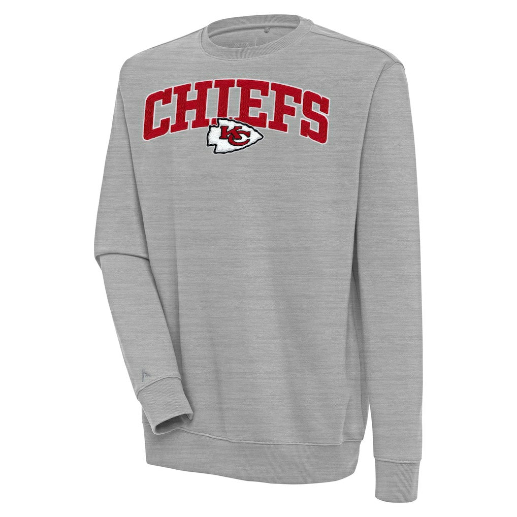 Kansas City Chiefs Antigua Victory Chenille Pullover Sweatshirt - Heather Gray - NFL