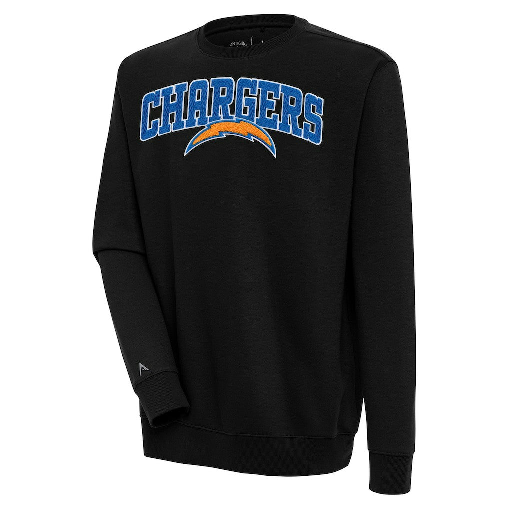 Los Angeles Chargers Antigua Victory Chenille Pullover Sweatshirt - Black - NFL