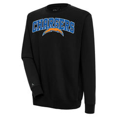 Los Angeles Chargers Antigua Victory Chenille Pullover Sweatshirt - Black - NFL