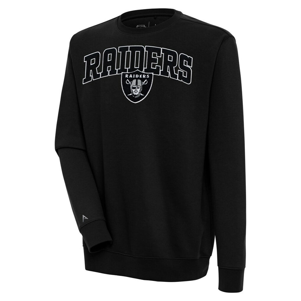 Las Vegas Raiders Antigua Victory Chenille Pullover Sweatshirt - Black - NFL