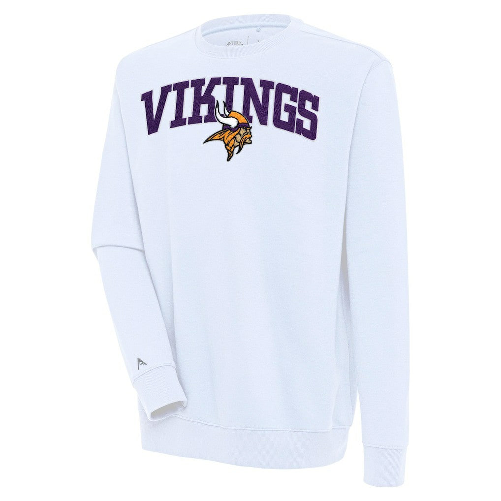 Minnesota Vikings Antigua Victory Chenille Pullover Sweatshirt - White - NFL