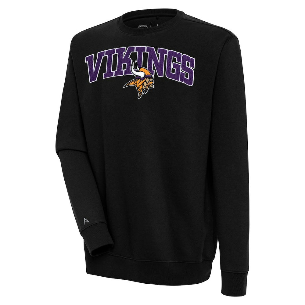 Minnesota Vikings Antigua Victory Chenille Pullover Sweatshirt - Black - NFL