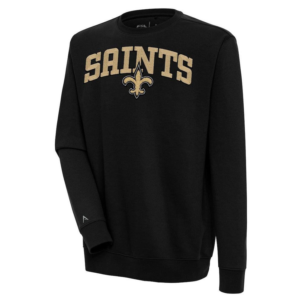New Orleans Saints Antigua Victory Chenille Pullover Sweatshirt - Black - NFL
