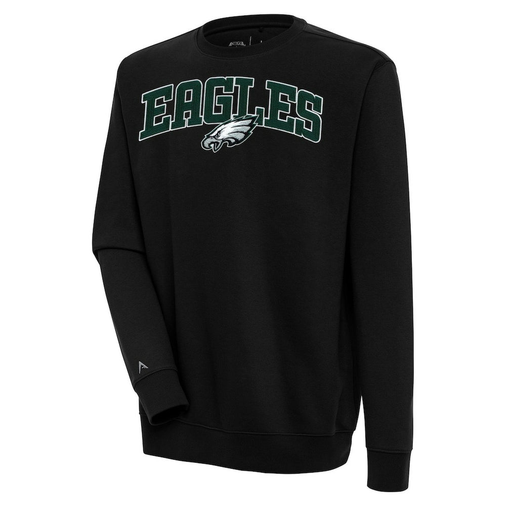Philadelphia Eagles Antigua Victory Chenille Pullover Sweatshirt - Black - NFL
