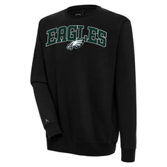 Philadelphia Eagles Antigua Victory Chenille Pullover Sweatshirt - Black - NFL