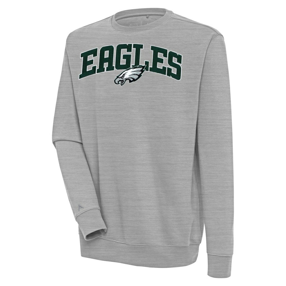 Philadelphia Eagles Antigua Victory Chenille Pullover Sweatshirt - Heather Gray - NFL