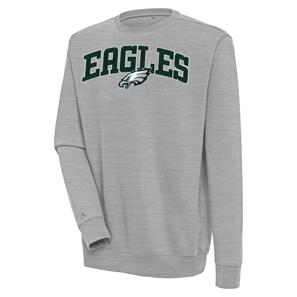 Philadelphia Eagles Antigua Victory Chenille Pullover Sweatshirt - Heather Gray - NFL